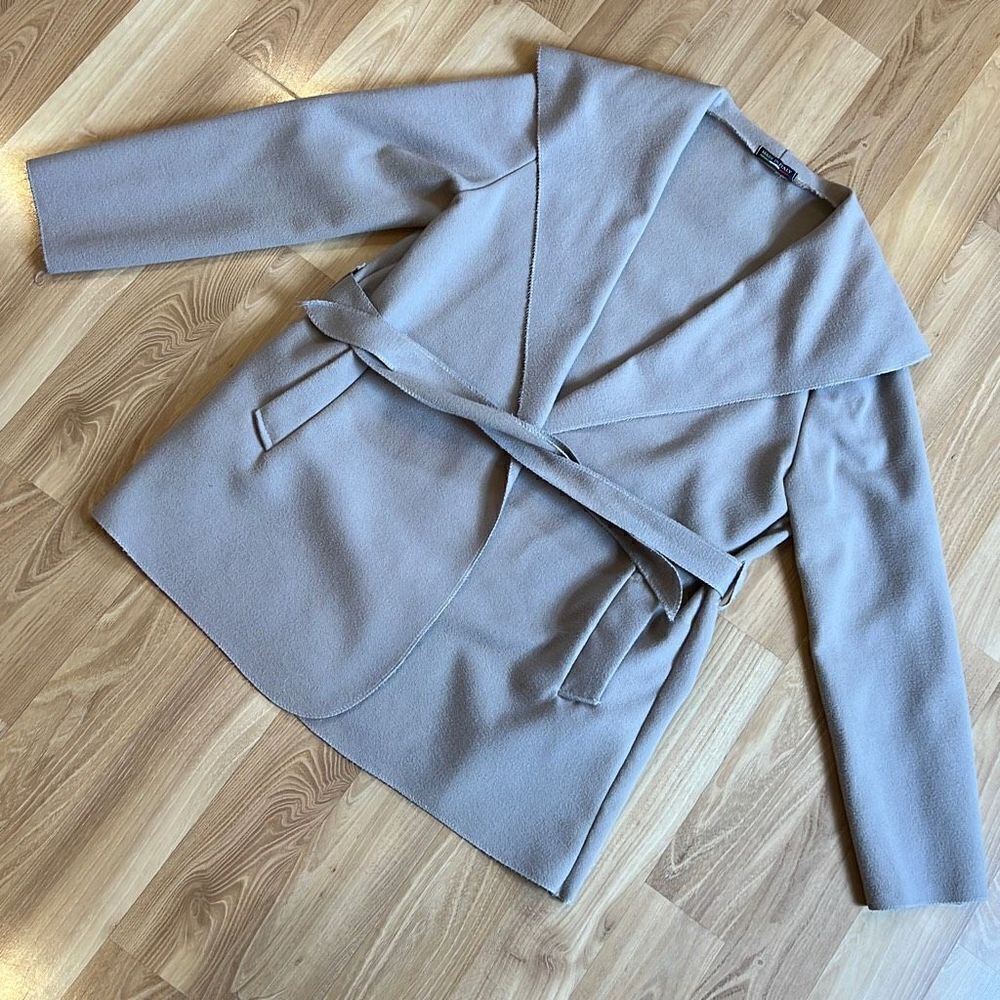 Pronto Moda Tava Made in Italy Large Collar Biege Sand Jacket Large